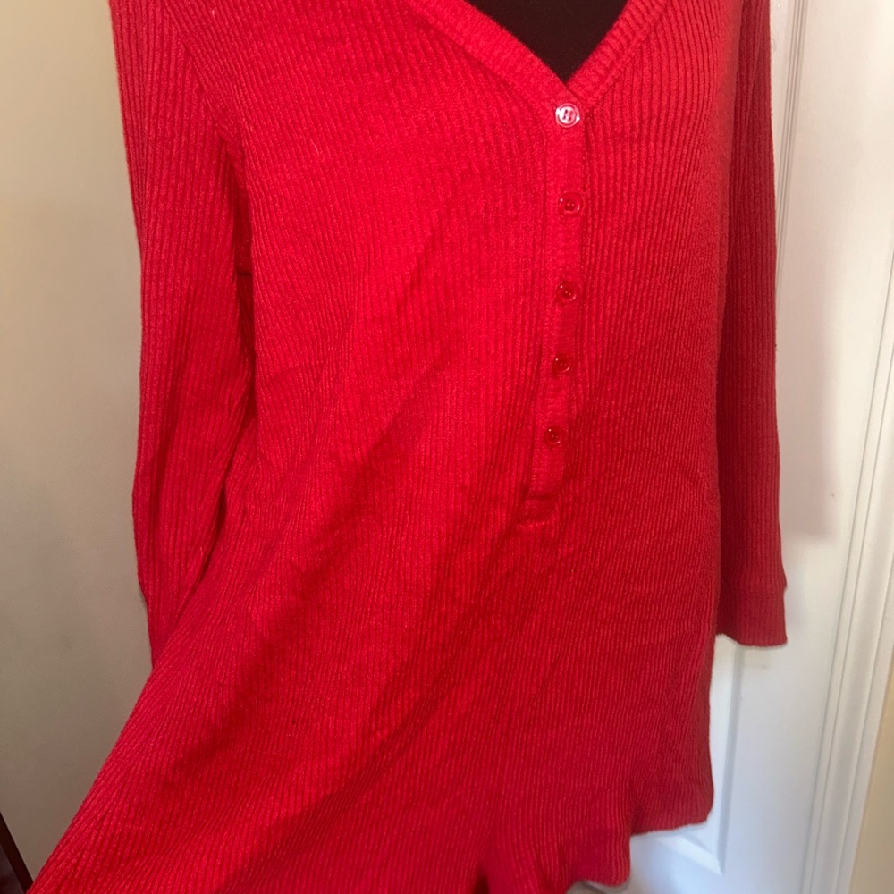 Torrid Red Long Sleeve Relaxed Pajama Romper - Picture 2 of 5